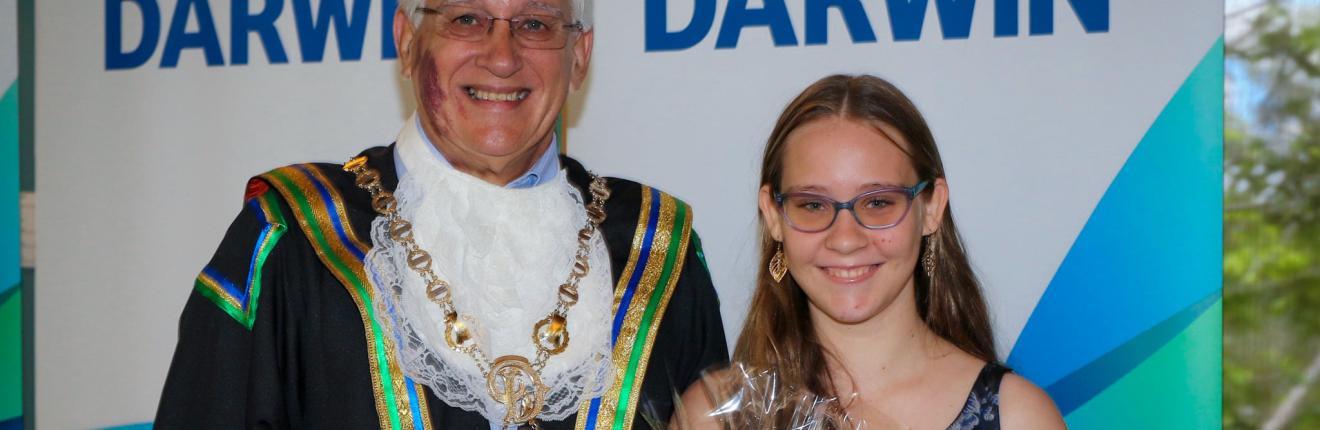 Anais Henry-Martin receiving Young Citizen of the Year Award.