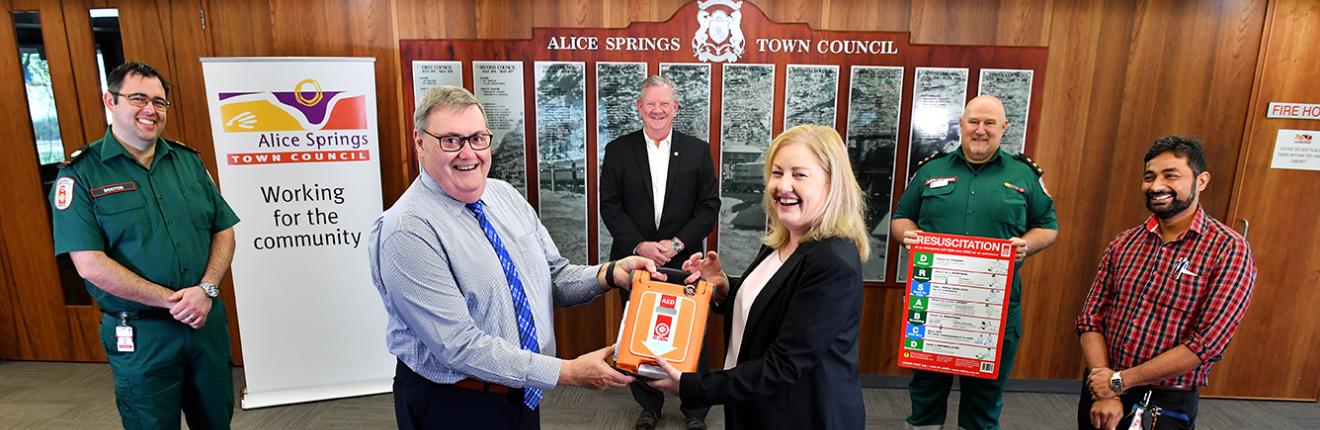 Alice Springs Town Council receiving AED.