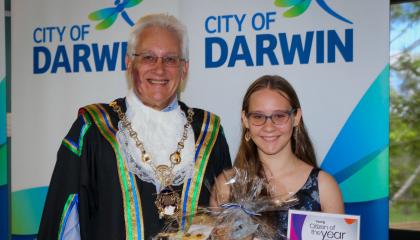 Anais Henry-Martin receiving Young Citizen of the Year Award.