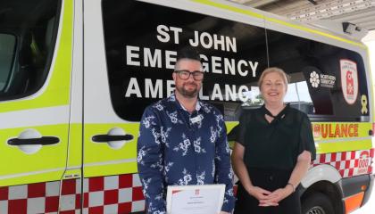 Monte Montebello receiving Save a Life Award.