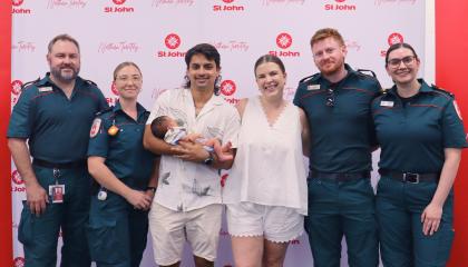 Roadside welcome for baby Austin