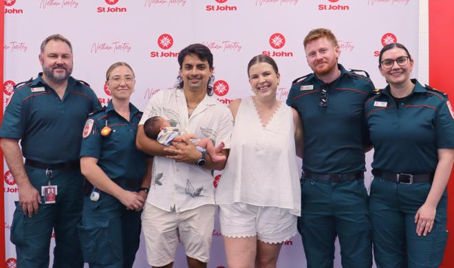 Roadside welcome for baby Austin