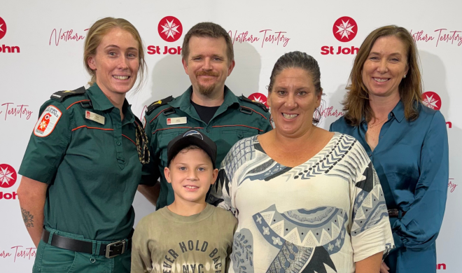 Harrison Grey, Paula Apostoles, Paramedics Ella McCue and John Payne, and CEO Abigail Trewin