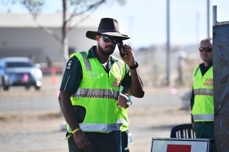 Paramedic taking a phone call