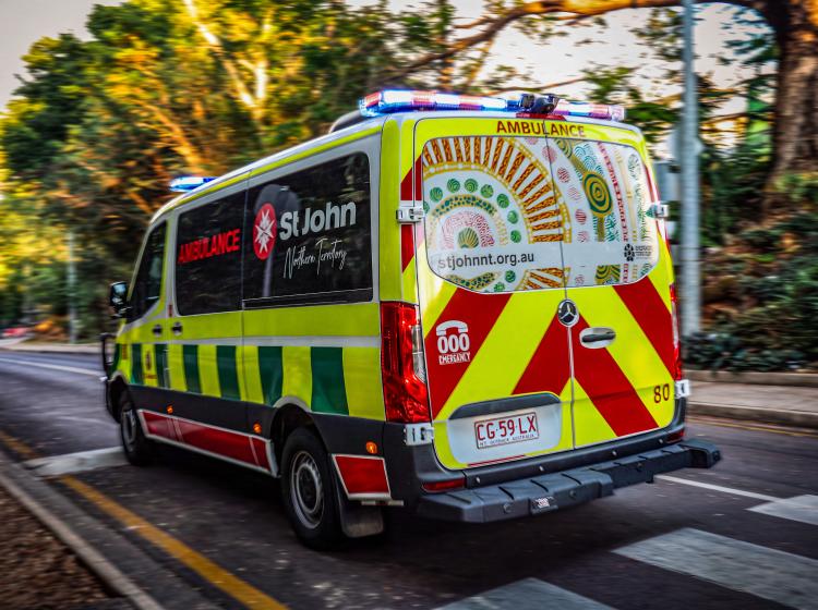 Rear of ambulance.